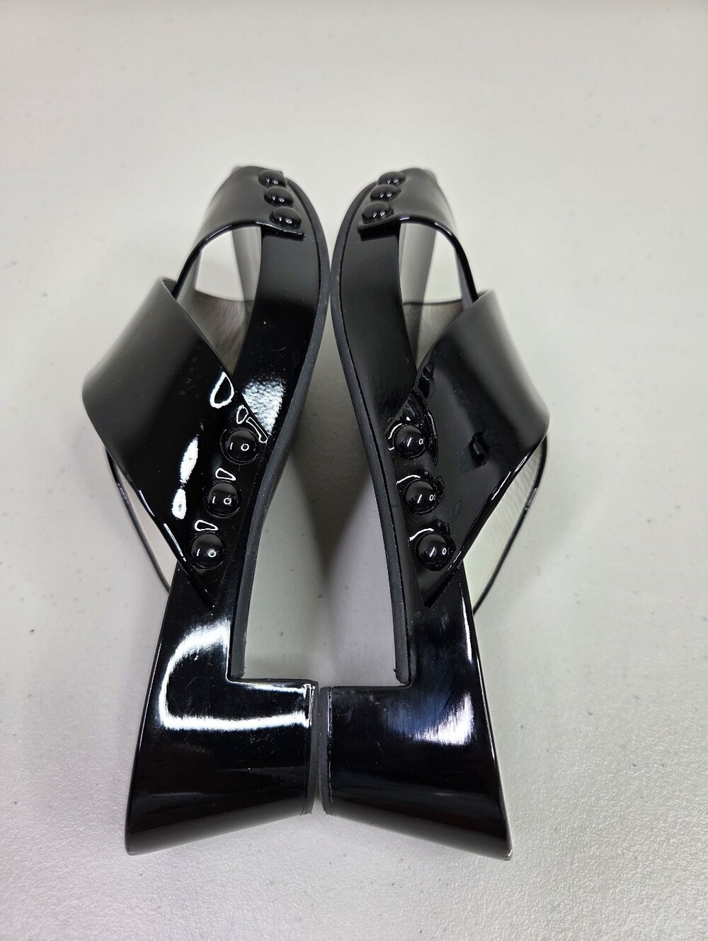 Pedro Garcia Black Patent Slide Sandals - Picture 10 of 16